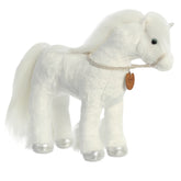 Xavier unicorn plush from Breyer - Showstoppers by Aurora, featuring a pure white coat and shimmering silver accents